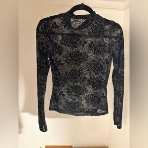 Elegant Black Lace Floral Top
